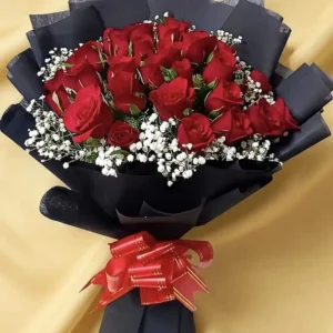 Royal 20 Red Roses Exotic Black Bouquet